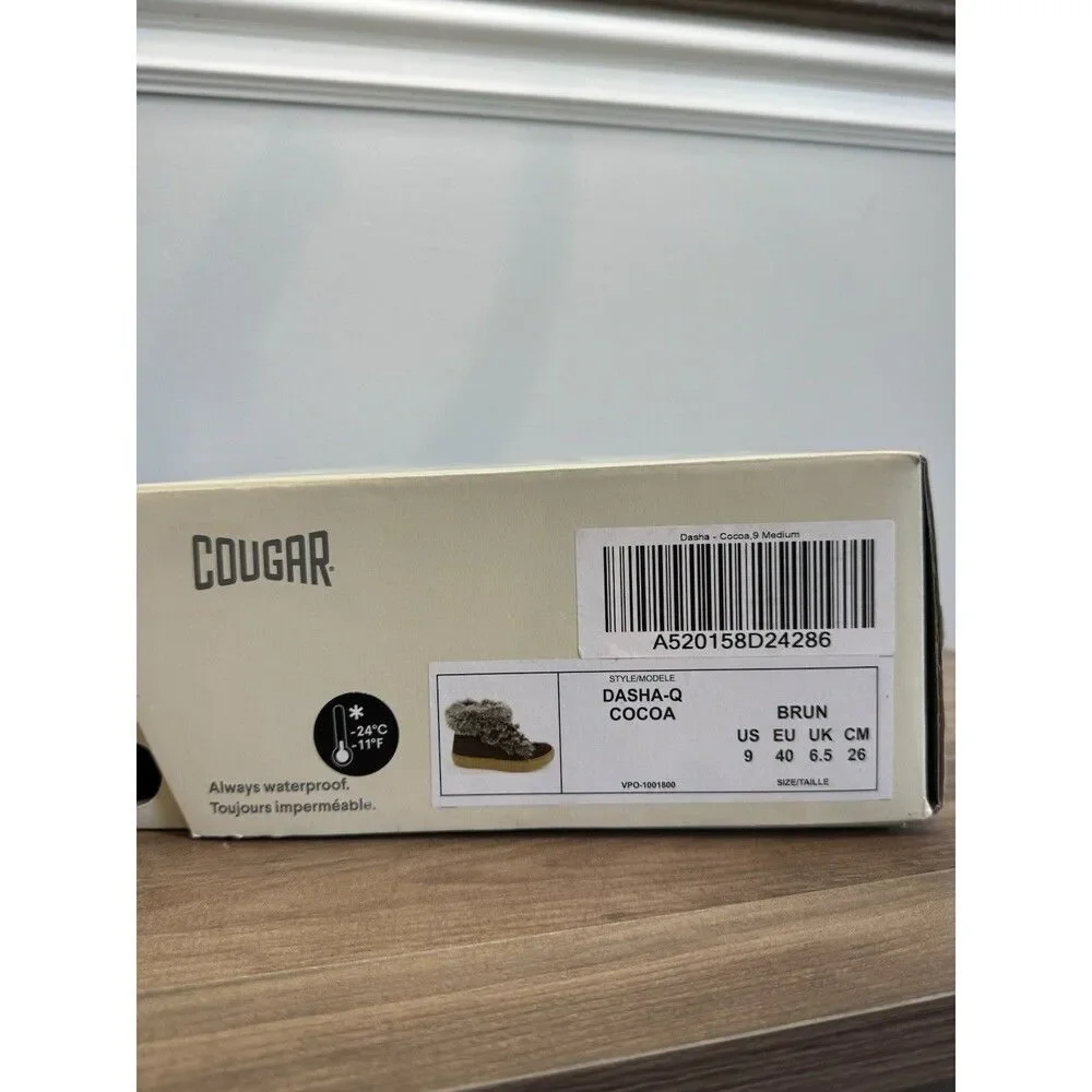 Cougar Winter Snow Boots Size 9 Brown Cocoa Dasha Lace Up Faux Fur Zip Women's